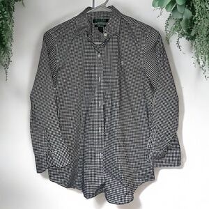 Lauren Ralph Lauren Women’s Black and White Button Down Gingham Shirt Sz-PS